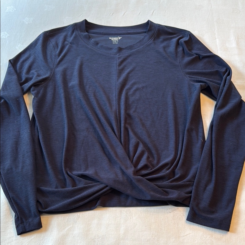 Old Navy Blue Long Sleeve Wrap Blouse